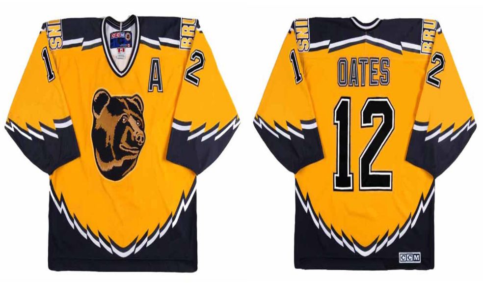 2019 Men Boston Bruins #12 Oates Yellow CCM NHL jerseys->boston bruins->NHL Jersey